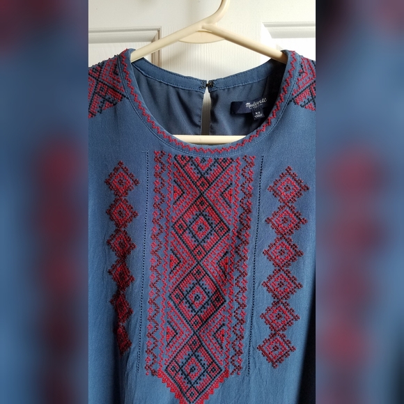 EUC Madewell Embroidered Silk Tunic Dress - Picture 3 of 9